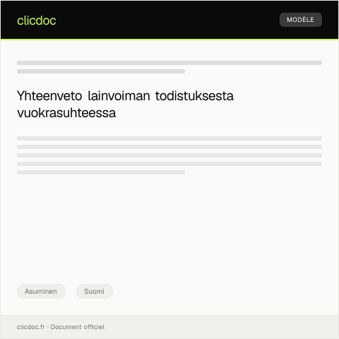 Document preview: Lainvoiman todistus vuokrasuhteesta — Asuminen, Suomi