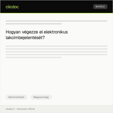 Document preview: Lakcímbejelentés elektronikus úton — Adminisztráció, Magyarország