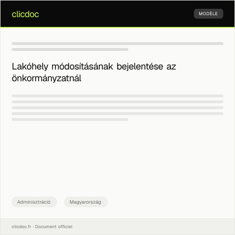 Document preview: Lakóhely módosításának bejelentése az önkormányzatnál — Adminisztráció, Magyarország
