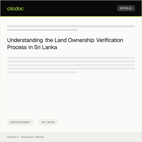 Document preview: Land Ownership Verification Form — Administration, Sri Lanka