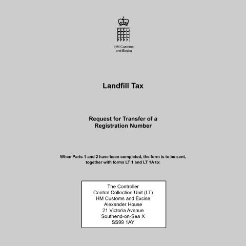 Document preview: Transfer a registration number for Landfill Tax — HM Revenue & Customs, United Kingdom