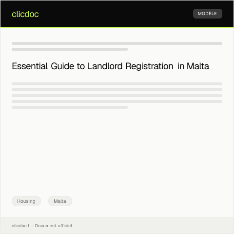 Document preview: Application for Landlord Registration — Housing, Malta