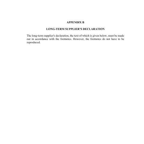 Document preview: Supplier's Declaration Long-Term — Tollamál, Ísland