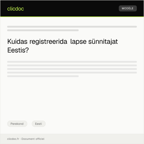 Document preview: Lapse sünnitaja registreerimine — Perekond, Eesti