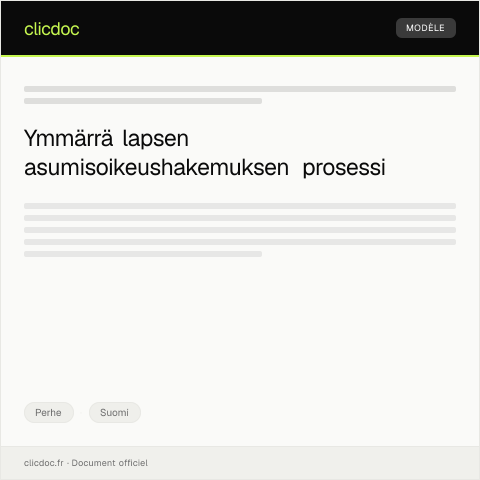 Document preview: Lapsen asumisoikeushakemus — Perhe, Suomi