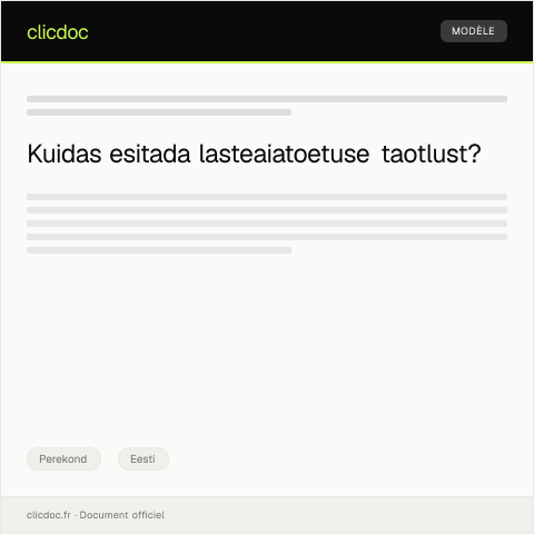 Document preview: Lasteaiatoetuste taotlus — Perekond, Eesti