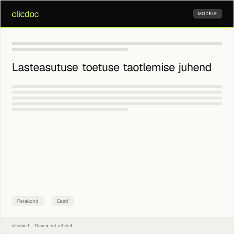 Document preview: Lasteasutuse toetuse taotlus — Perekond, Eesti