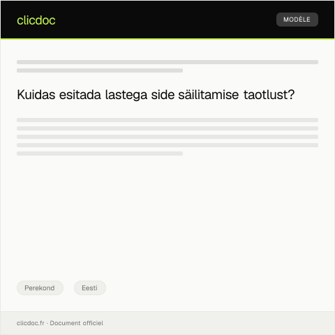 Document preview: Lastega side säilitamise taotlus pärast vanemahüvitise lõppemist — Perekond, Eesti