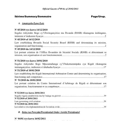 Document preview: law governing rssb 1 0 wy2lrs — Law, Rwanda (CERFA n°law_governing_rssb_1_0_wy2lrs_3aaf90bbf7)