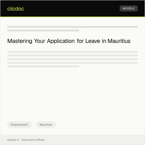 Document preview: Application for Leave — Employment, Mauritius