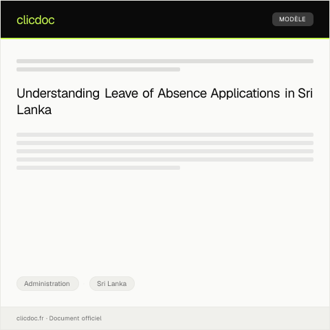 Document preview: Application for Leave of Absence with Pay for Official Duty — Administration, Sri Lanka