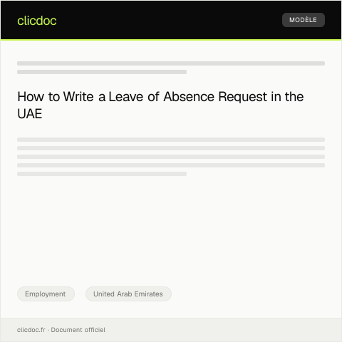 Document preview: Letter of Request for Leave of Absence — Employment, United Arab Emirates