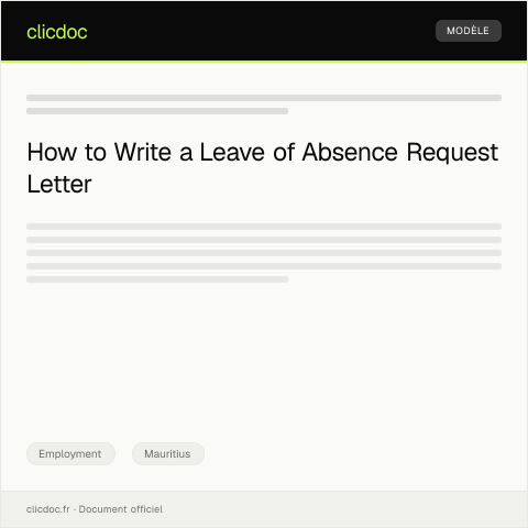 Document preview: Letter of Request for Leave of Absence — Employment, Mauritius