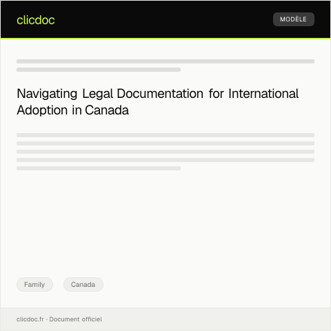 Document preview: Legal Documentation for International Adoption / Documentation légale pour adoption internationale — Family, Canada