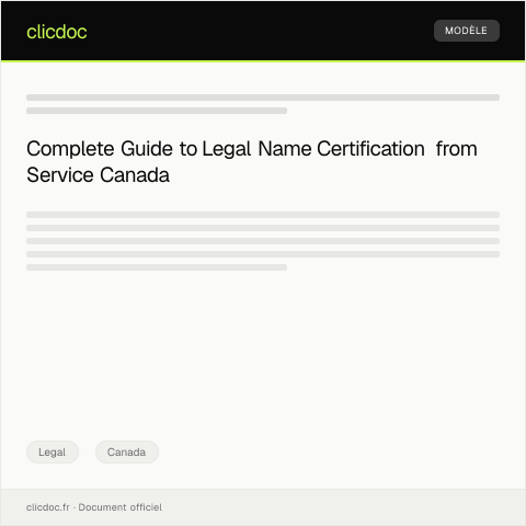 Document preview: Legal Name Certification / Certification de nom légal — Legal, Canada