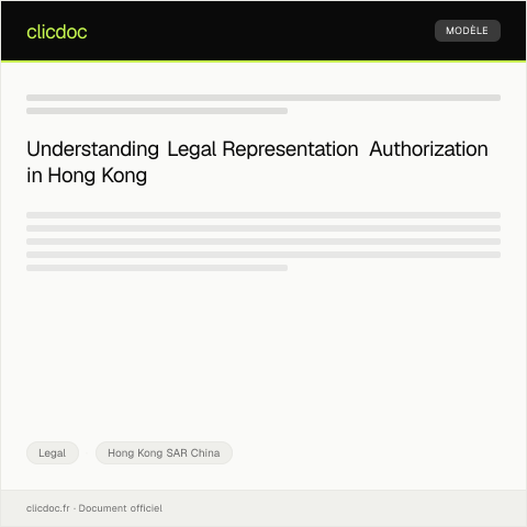 Document preview: Legal Representation Authorization 法律代表授權書 — Legal, Hong Kong SAR China