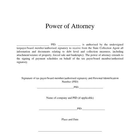 Document preview: Power of Attorney - information request English — Customs, Ísland (CERFA n°TS-137)
