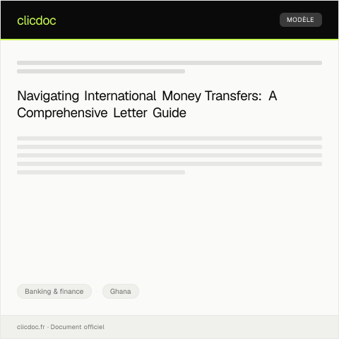 Document preview: Letter for International Money Transfer — Banking & finance, Ghana