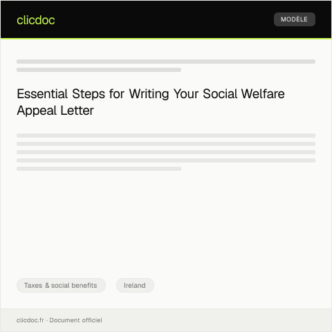 Document preview: Letter of Appeal for Social Welfare Decision — Taxes & social benefits, Ireland