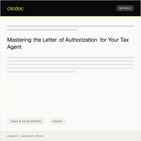 Document preview: Letter of Authorization for Tax Agent — Taxes & social benefits, Ireland