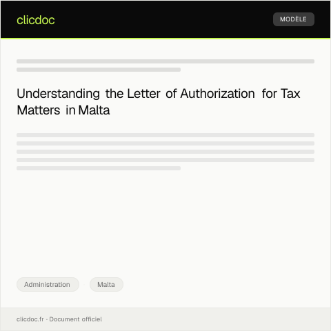 Document preview: Letter of Authorization — Administration, Malta
