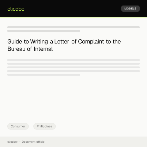 Document preview: Letter of Complaint — Consumer, Philippines
