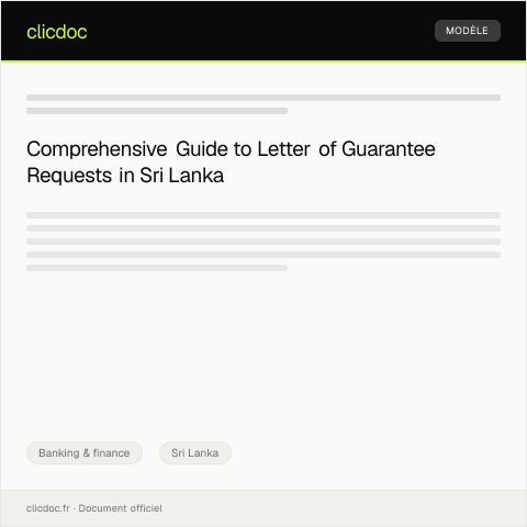 Document preview: Letter of Guarantee Request — Banking & finance, Sri Lanka