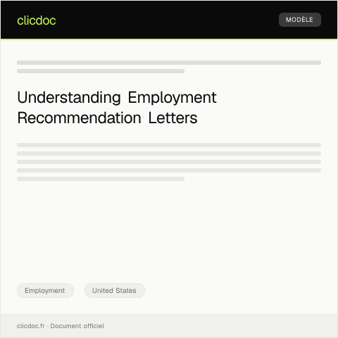 Document preview: Letter of Recommendation for Employment — Employment, United States