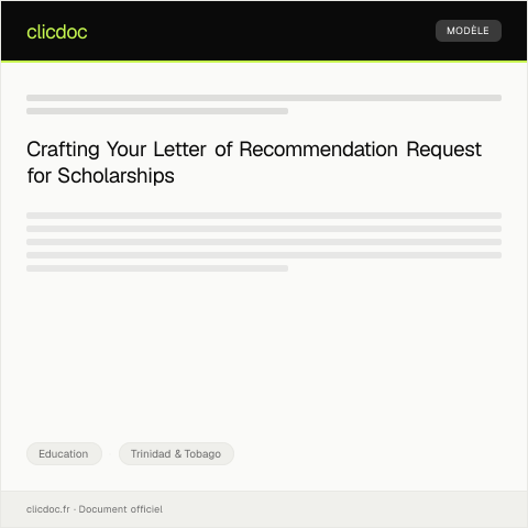 Document preview: Letter of Recommendation Request for Scholarship Application — Education, Trinidad & Tobago