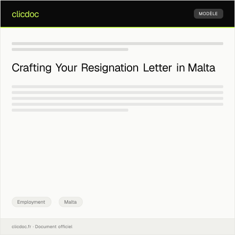 Document preview: Letter of Resignation — Employment, Malta