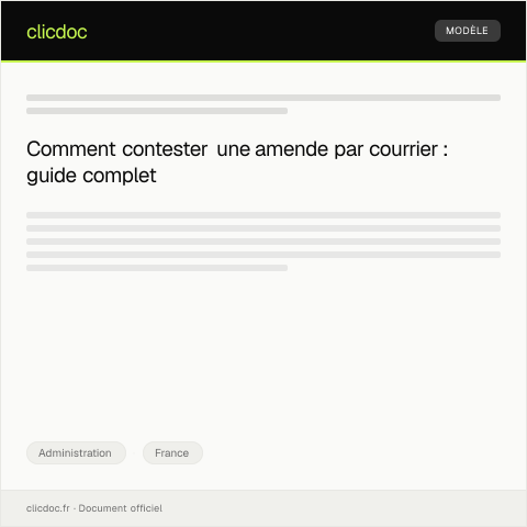 Aperçu du document Lettre de contestation d'une amende — Administration, France