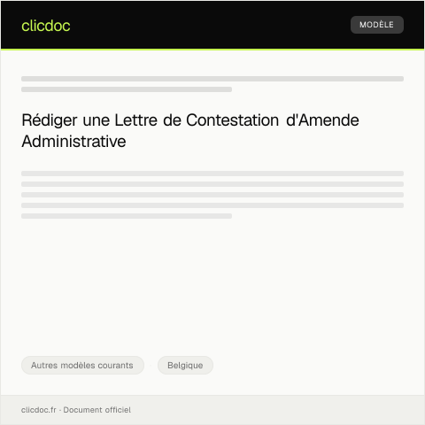 Aperçu du document Lettre de contestation d'une amende administrative — Autres modèles courants, Belgique