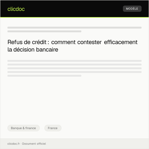 Aperçu du document Lettre de contestation d’une décision de prêt — Banque & finance, France