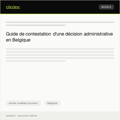 Aperçu du document Lettre de contestation d'une décision administrative — Autres modèles courants, Belgique