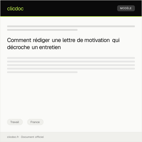 Aperçu du document Lettre de motivation pour un emploi — Travail, France