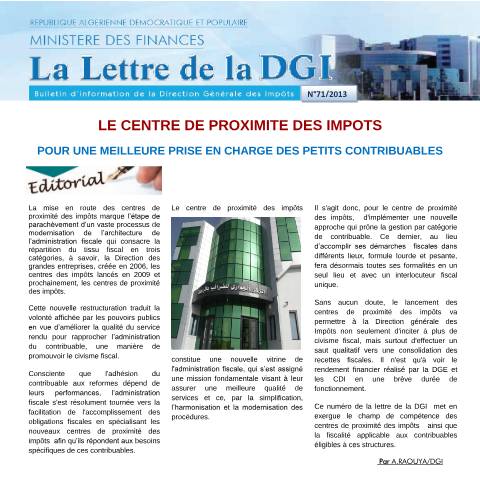 Aperçu du document Lettre DGI Fr 71 — Lettres de la DGI, Algérie (CERFA n°Lettre DGI Fr 71)
