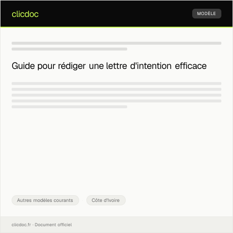 Aperçu du document Lettre d'intention pour partenariat avec l'administration — Autres modèles courants, Côte d'Ivoire