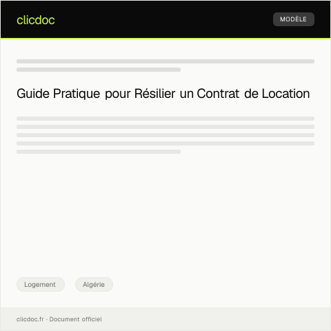 Aperçu du document Lettre de préavis pour résiliation de contrat de location — Logement, Algérie