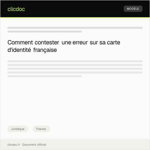 Aperçu du document Lettre de réclamation concernant une erreur sur une carte d’identité — Juridique, France