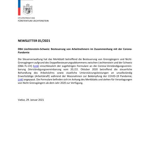 Dokumentvorschau: STV-Newsletter 01/2021 — Newsletter, Liechtenstein (CERFA n°stv_newsletter)