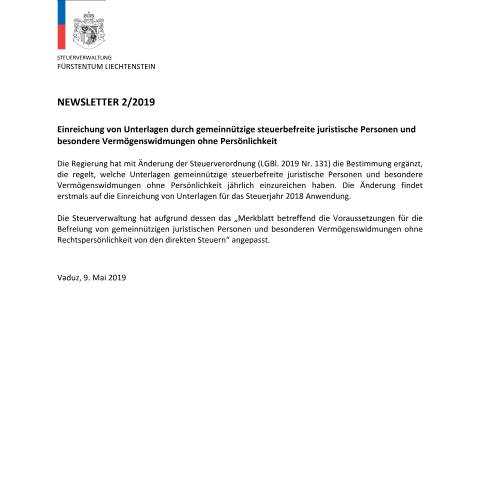 Dokumentvorschau: STV-Newsletter 02/2019 — Newsletter, Liechtenstein (CERFA n°stv_newsletter)