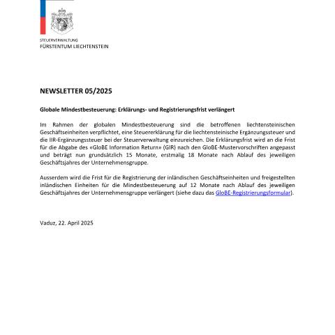 Dokumentvorschau: STV-Newsletter 05/2025 — Newsletter, Liechtenstein (CERFA n°stv_newsletter)