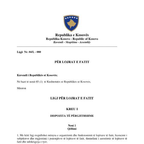 Document preview: Ligji Nr. 04/L-080 — Ligjet, Kosovë