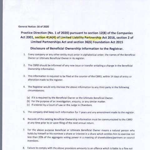 Document preview: Limited Liability Partnership – GN 16 of 2020 — Document, Mauritius (CERFA n°Limited-Liability-Partnership-GN-16-of-2020)