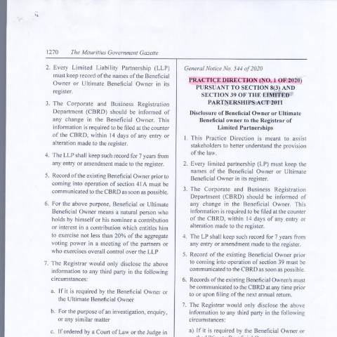 Document preview: Limited Partnership GN 544 of 2020 — Document, Mauritius (CERFA n°Limited-Partnership-GN-544-of-2020)