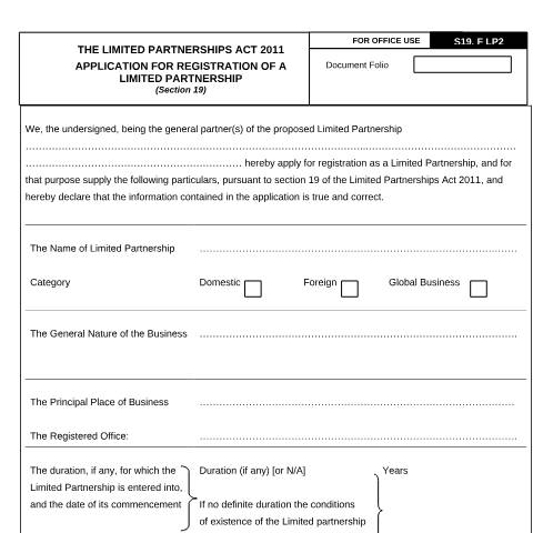 Document preview: APPLICATION FOR REGISTRATION OF A LIMITED PARTNERSHIP_LP2 — Form, Mauritius (CERFA n°APPLICATION-FOR-REGISTRATION-OF-A-LIMITED-PARTNERSHIP_LP2-1)