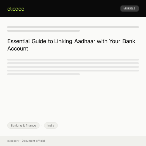 Document preview: Application to Link Aadhaar with Bank Account — Banking & finance, India