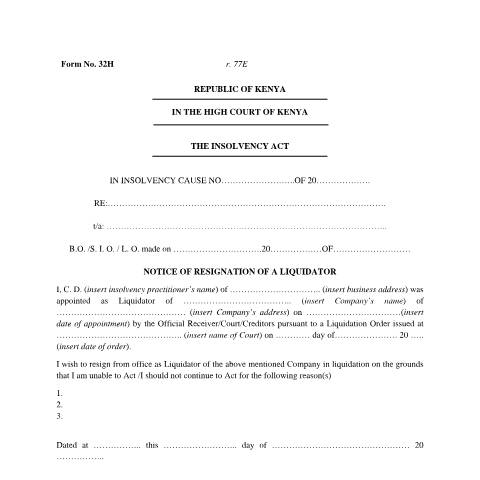 Document preview: f32h — Document, Kenya (CERFA n°f32h)
