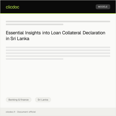 Document preview: Loan Collateral Declaration — Banking & finance, Sri Lanka