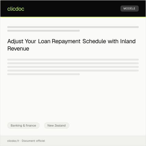Document preview: Loan Repayment Schedule Adjustment Request / Tono whakarerekētanga mō te mahere utu utu nama — Banking & finance, New Zealand